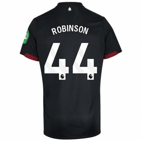 Kandiny Hombre Camiseta Junior Robinson #44 Negro Blanco 2ª Equipación 2024/25 La Camisa Chile