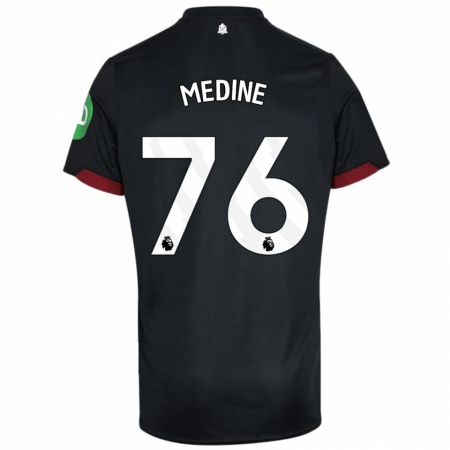 Kandiny Hombre Camiseta Jethro Medine #76 Negro Blanco 2ª Equipación 2024/25 La Camisa Chile