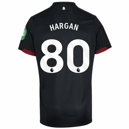 Kandiny Hombre Camiseta Riley Hargan #80 Negro Blanco 2ª Equipación 2024/25 La Camisa Chile