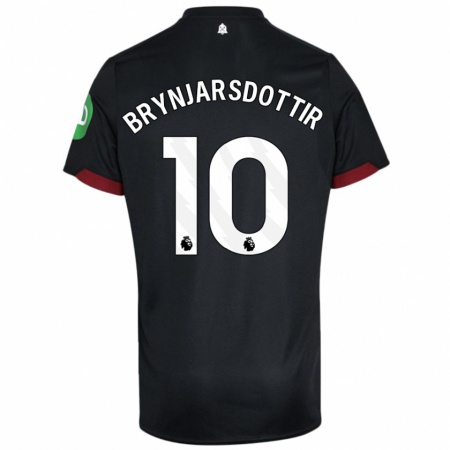 Kandiny Hombre Camiseta Dagný Brynjarsdóttir #10 Negro Blanco 2ª Equipación 2024/25 La Camisa Chile