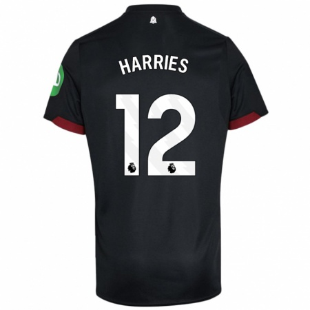 Kandiny Hombre Camiseta Emma Harries #12 Negro Blanco 2ª Equipación 2024/25 La Camisa Chile