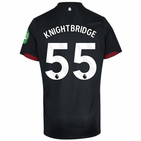 Kandiny Hombre Camiseta Jacob Knightbridge #55 Negro Blanco 2ª Equipación 2024/25 La Camisa Chile