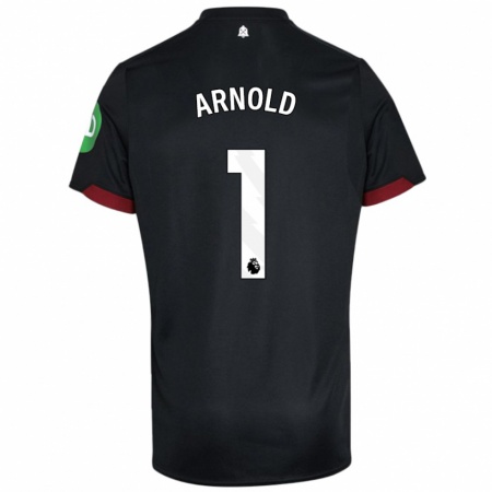 Kandiny Hombre Camiseta Mackenzie Arnold #1 Negro Blanco 2ª Equipación 2024/25 La Camisa Chile