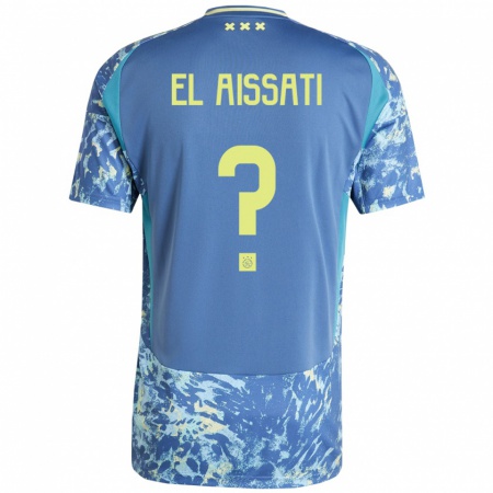 Kandiny Hombre Camiseta Yasser El Aissati #0 Gris Azul Amarillo 2ª Equipación 2024/25 La Camisa Chile