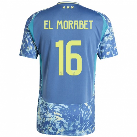 Kandiny Hombre Camiseta Younes El Morabet #16 Gris Azul Amarillo 2ª Equipación 2024/25 La Camisa Chile