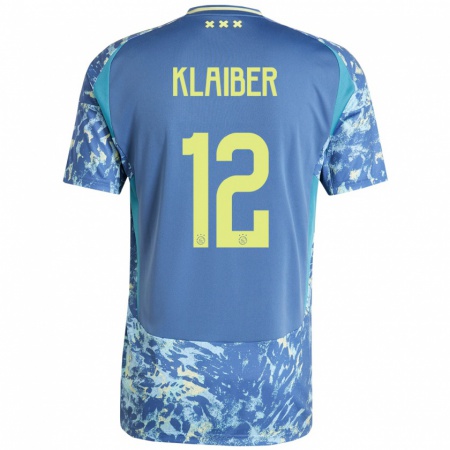 Kandiny Hombre Camiseta Sean Klaiber #12 Gris Azul Amarillo 2ª Equipación 2024/25 La Camisa Chile