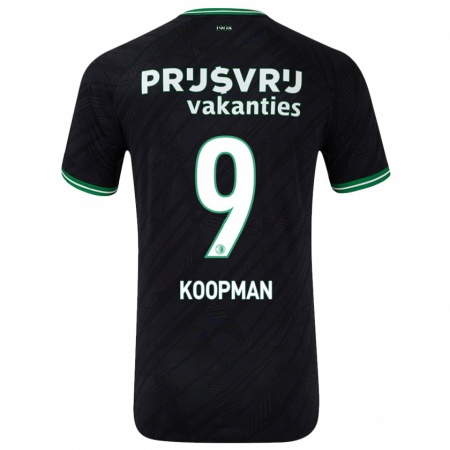 Kandiny Hombre Camiseta Sanne Koopman #9 Negro Verde 2ª Equipación 2024/25 La Camisa Chile