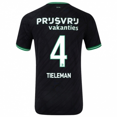 Kandiny Hombre Camiseta Jerry Tieleman #4 Negro Verde 2ª Equipación 2024/25 La Camisa Chile