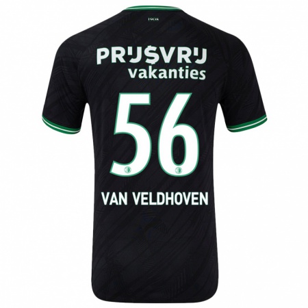 Kandiny Hombre Camiseta Kars Van Veldhoven #56 Negro Verde 2ª Equipación 2024/25 La Camisa Chile