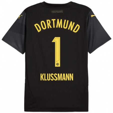 Kandiny Hombre Camiseta Leon Klußmann #1 Negro Amarillo 2ª Equipación 2024/25 La Camisa Chile