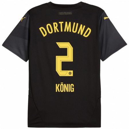 Kandiny Hombre Camiseta Niklas König #2 Negro Amarillo 2ª Equipación 2024/25 La Camisa Chile