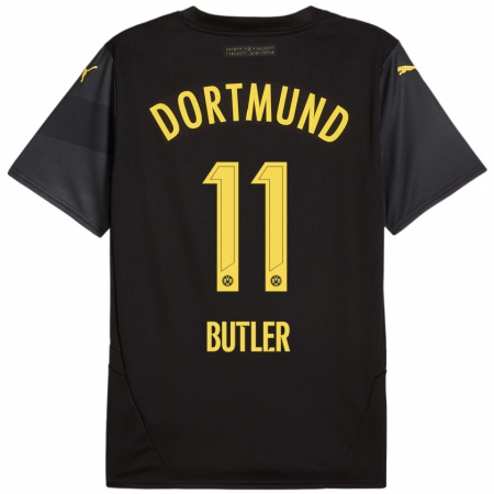 Kandiny Hombre Camiseta Justin Butler #11 Negro Amarillo 2ª Equipación 2024/25 La Camisa Chile