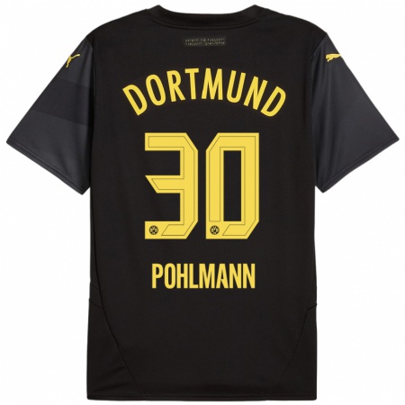 Kandiny Hombre Camiseta Ole Pohlmann #30 Negro Amarillo 2ª Equipación 2024/25 La Camisa Chile