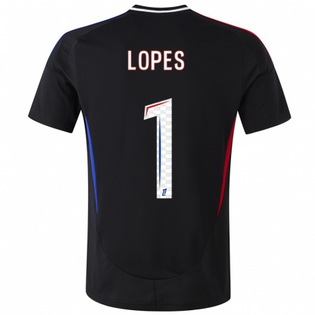 Kandiny Hombre Camiseta Anthony Lopes #1 Negro 2ª Equipación 2024/25 La Camisa Chile