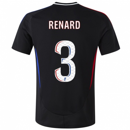 Kandiny Hombre Camiseta Wendie Renard #3 Negro 2ª Equipación 2024/25 La Camisa Chile