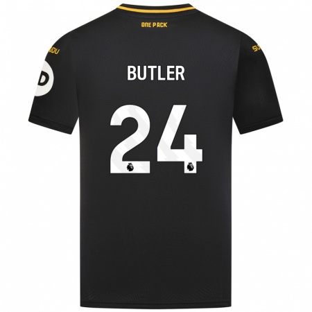 Kandiny Hombre Camiseta Elli Butler #24 Negro 2ª Equipación 2024/25 La Camisa Chile