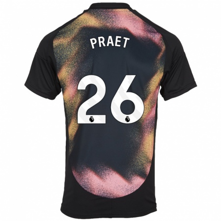 Kandiny Hombre Camiseta Dennis Praet #26 Negro Blanco 2ª Equipación 2024/25 La Camisa Chile