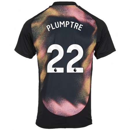 Kandiny Hombre Camiseta Ashleigh Plumptre #22 Negro Blanco 2ª Equipación 2024/25 La Camisa Chile