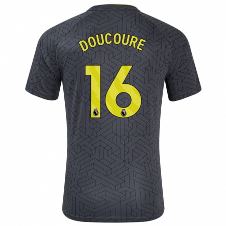 Kandiny Hombre Camiseta Abdoulaye Doucouré #16 Negro Amarillo 2ª Equipación 2024/25 La Camisa Chile