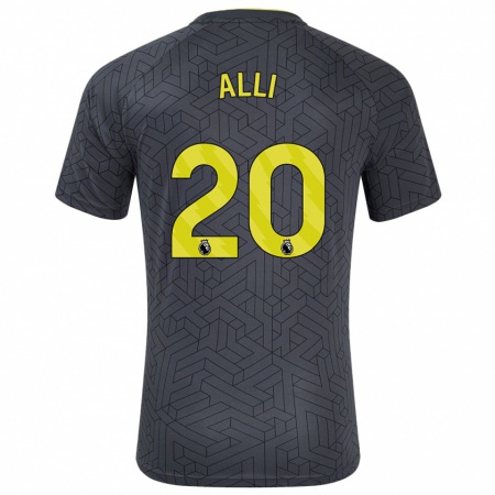 Kandiny Hombre Camiseta Dele Alli #20 Negro Amarillo 2ª Equipación 2024/25 La Camisa Chile