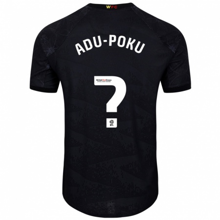 Kandiny Hombre Camiseta Michael Adu-Poku #0 Negro Blanco 2ª Equipación 2024/25 La Camisa Chile