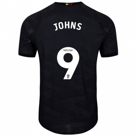 Kandiny Hombre Camiseta Carly Johns #9 Negro Blanco 2ª Equipación 2024/25 La Camisa Chile