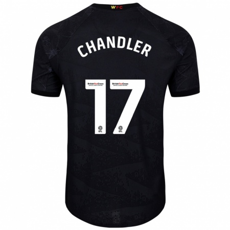 Kandiny Hombre Camiseta Megan Chandler #17 Negro Blanco 2ª Equipación 2024/25 La Camisa Chile