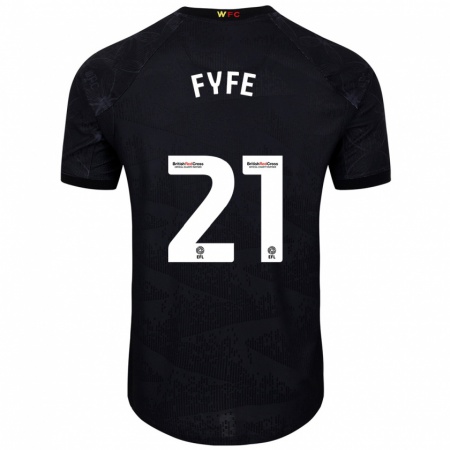 Kandiny Hombre Camiseta Flo Fyfe #21 Negro Blanco 2ª Equipación 2024/25 La Camisa Chile