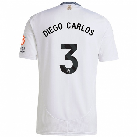 Kandiny Hombre Camiseta Diego Carlos #3 Blanco 2ª Equipación 2024/25 La Camisa Chile