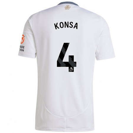 Kandiny Hombre Camiseta Ezri Konsa #4 Blanco 2ª Equipación 2024/25 La Camisa Chile