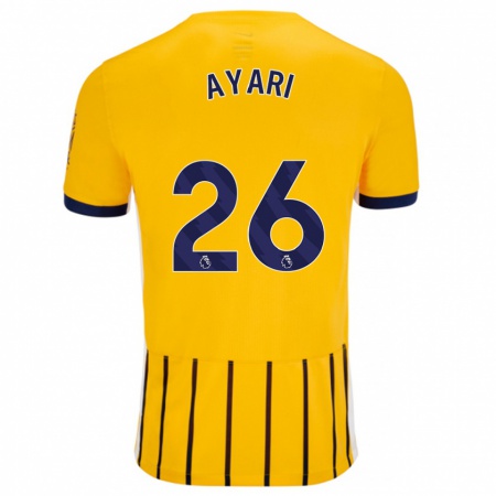 Kandiny Hombre Camiseta Yasin Ayari #26 Dorado Azul Rayas 2ª Equipación 2024/25 La Camisa Chile