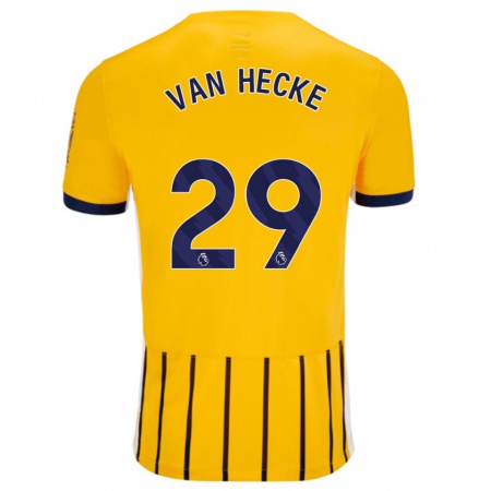 Kandiny Hombre Camiseta Jan Paul Van Hecke #29 Dorado Azul Rayas 2ª Equipación 2024/25 La Camisa Chile