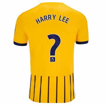 Kandiny Hombre Camiseta Harry Lee #0 Dorado Azul Rayas 2ª Equipación 2024/25 La Camisa Chile