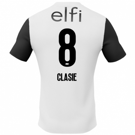 Kandiny Hombre Camiseta Jordy Clasie #8 Blanco Negro 2ª Equipación 2024/25 La Camisa Chile