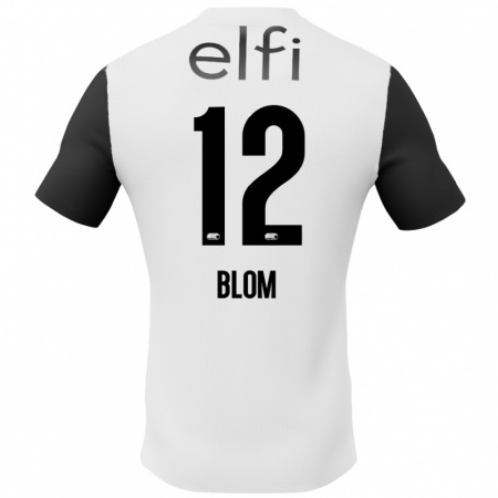 Kandiny Hombre Camiseta Robin Blom #12 Blanco Negro 2ª Equipación 2024/25 La Camisa Chile