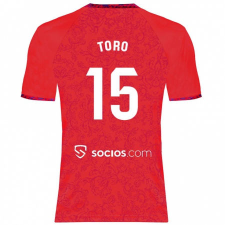 Kandiny Hombre Camiseta Juanan Toro #15 Rojo 2ª Equipación 2024/25 La Camisa Chile