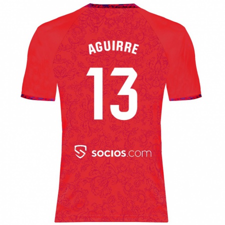 Kandiny Hombre Camiseta Yolanda Aguirre #13 Rojo 2ª Equipación 2024/25 La Camisa Chile