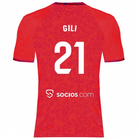 Kandiny Hombre Camiseta Gemma Gili #21 Rojo 2ª Equipación 2024/25 La Camisa Chile