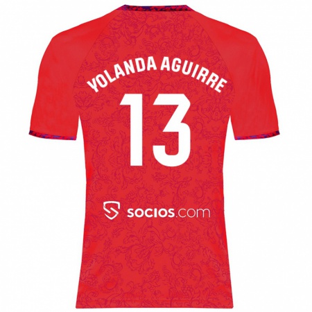 Kandiny Hombre Camiseta Yolanda Aguirre Gutiérrez #13 Rojo 2ª Equipación 2024/25 La Camisa Chile