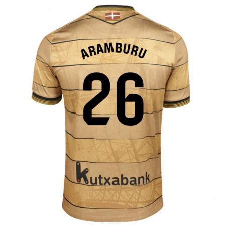 Kandiny Hombre Camiseta Jon Aramburu #26 Marrón 2ª Equipación 2024/25 La Camisa Chile