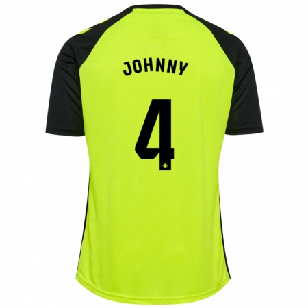 Kandiny Hombre Camiseta Johnny Cardoso #4 Amarillo Fluorescente Negro 2ª Equipación 2024/25 La Camisa Chile