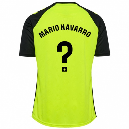 Kandiny Hombre Camiseta Mario Navarro #0 Amarillo Fluorescente Negro 2ª Equipación 2024/25 La Camisa Chile