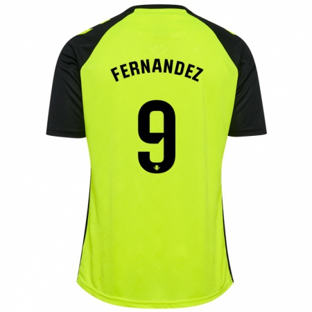 Kandiny Hombre Camiseta Marcos Fernández #9 Amarillo Fluorescente Negro 2ª Equipación 2024/25 La Camisa Chile