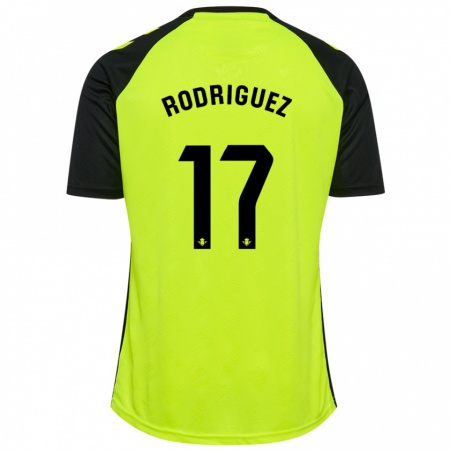 Kandiny Hombre Camiseta Jesús Rodriguez #17 Amarillo Fluorescente Negro 2ª Equipación 2024/25 La Camisa Chile