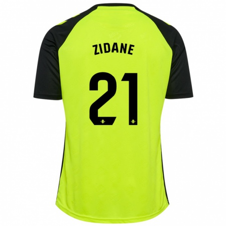 Kandiny Hombre Camiseta Elyaz Zidane #21 Amarillo Fluorescente Negro 2ª Equipación 2024/25 La Camisa Chile