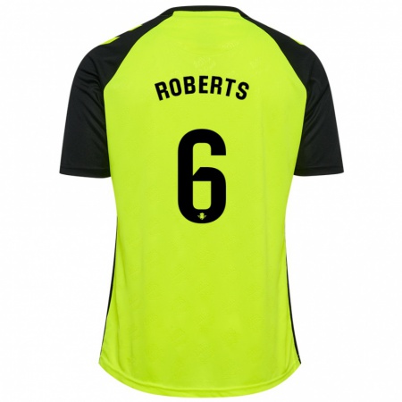 Kandiny Hombre Camiseta Rhiannon Roberts #6 Amarillo Fluorescente Negro 2ª Equipación 2024/25 La Camisa Chile