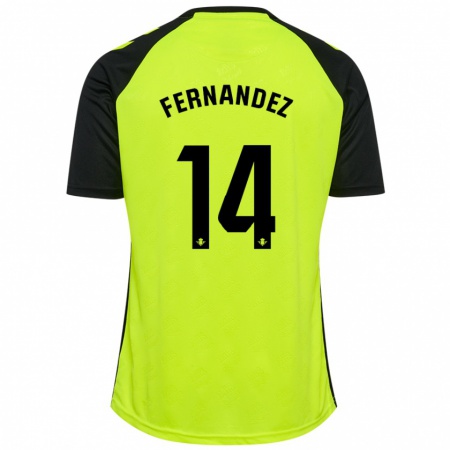 Kandiny Hombre Camiseta Quique Fernández #14 Amarillo Fluorescente Negro 2ª Equipación 2024/25 La Camisa Chile