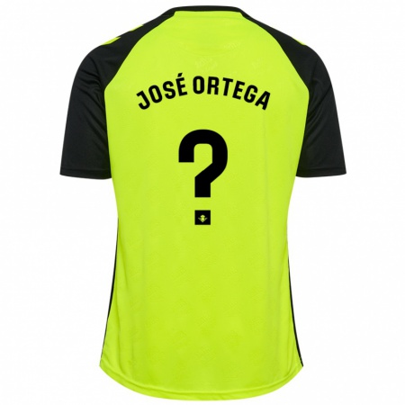 Kandiny Hombre Camiseta José Ortega #0 Amarillo Fluorescente Negro 2ª Equipación 2024/25 La Camisa Chile