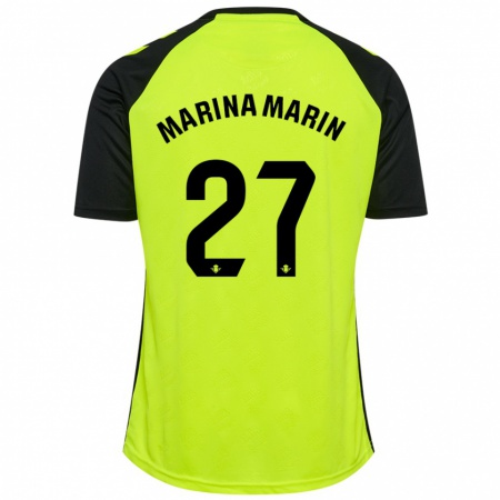 Kandiny Hombre Camiseta Marina Marín #27 Amarillo Fluorescente Negro 2ª Equipación 2024/25 La Camisa Chile