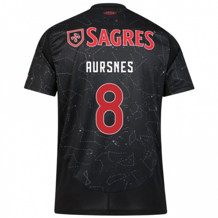 Kandiny Hombre Camiseta Fredrik Aursnes #8 Negro Rojo 2ª Equipación 2024/25 La Camisa Chile